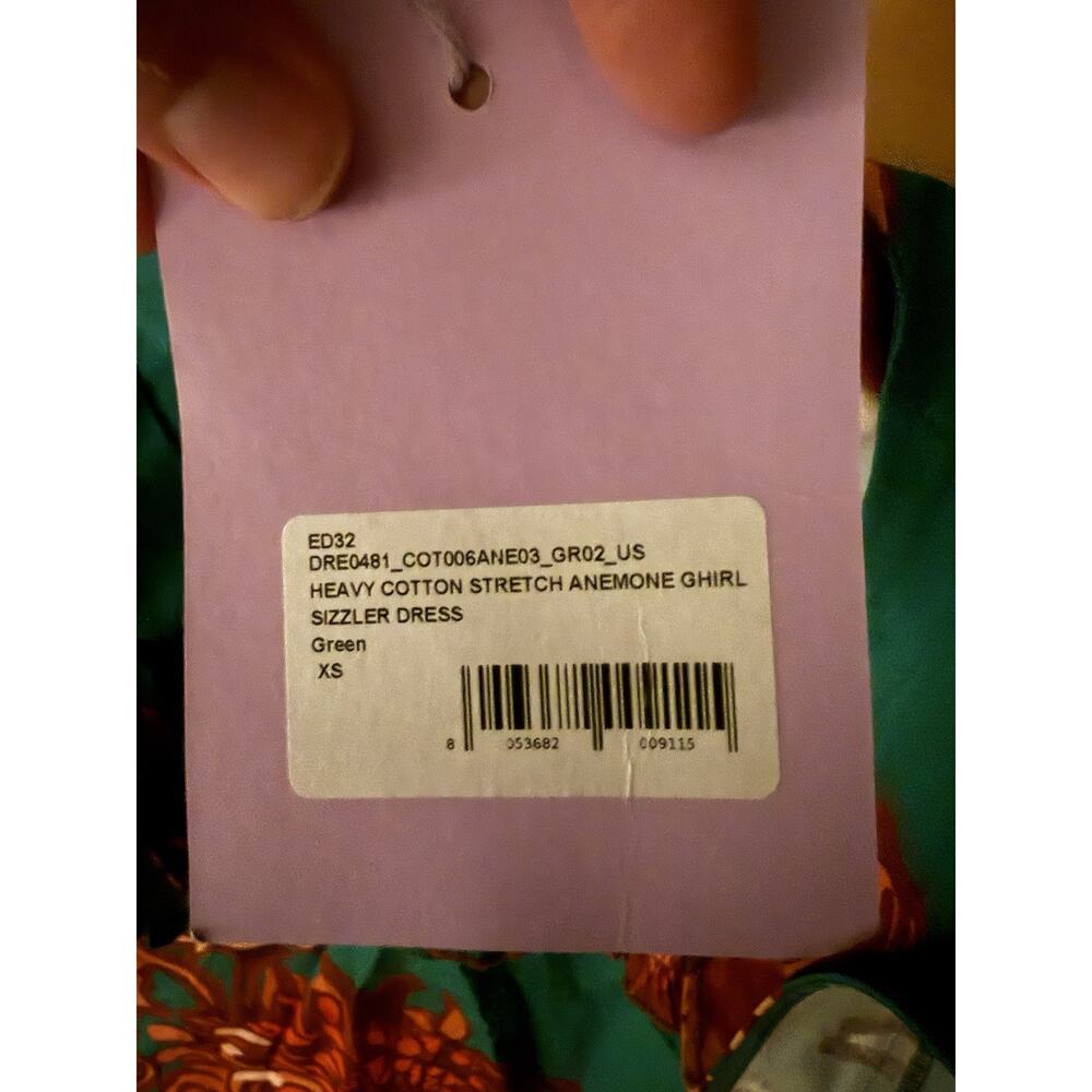 NWT La Doublej Sizzler Printed Midi Dress Puff Sleeves Teal Print XS - Picture 3 of 3